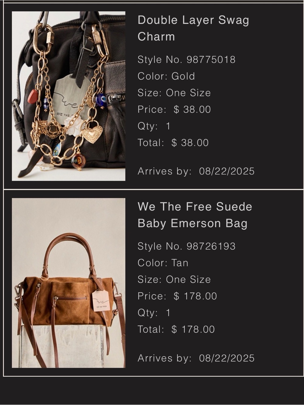 We The Free Tan Suede Baby Emerson Bag with with Double Layer Swag Charm Chain - Picture 13 of 13